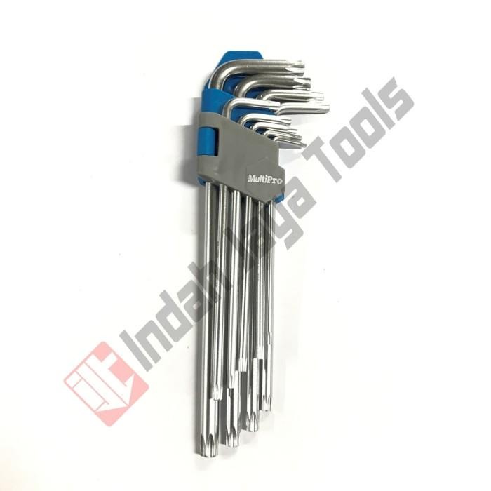 8s5o- Multipro Tamper Kunci L Bintang Panjang Set 9 Pcs - Torx Key Lubang