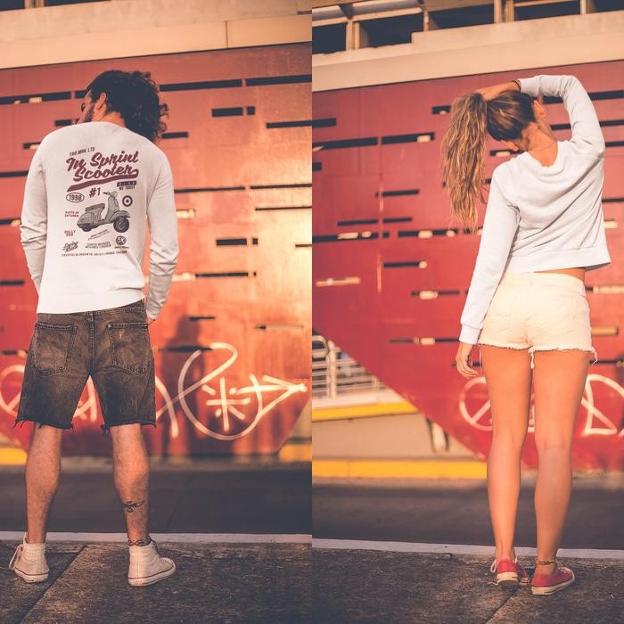 Kaos Lengan Panjang Vintage Sprint Vespa Scooter Club Sweden