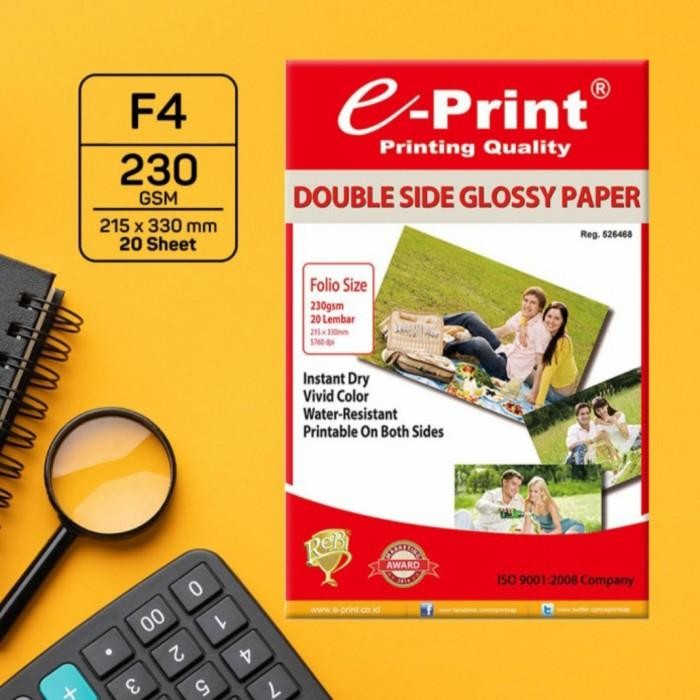 BeliMurah- Kertas Foto E-Print Glossy Double Side Folio (F4) 230Gsm 20S