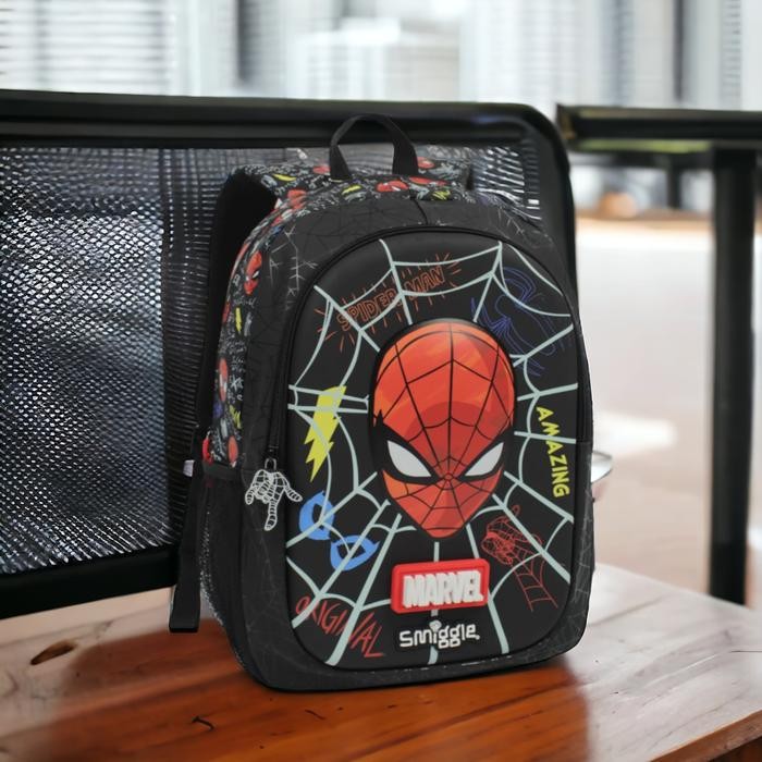 Tas Smiggle Senior Backpack Anak Sekolah Sd Marvel Spiderman Game Hiu