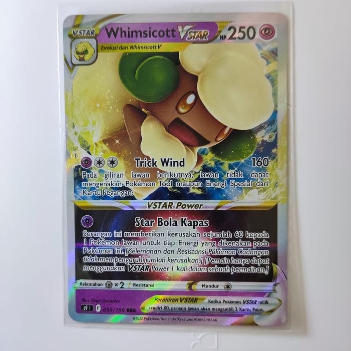 j225- Whimsicott Vstar Rrr 050/100 S9 Pokemon Tcg Indonesia