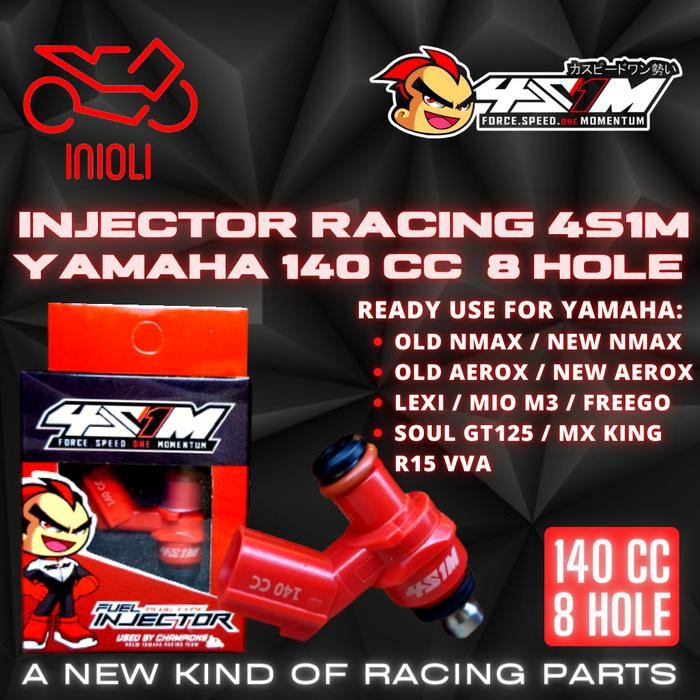 Injector Racing 4S1M 140Cc 8Hole Yamaha New Nmax Aerox Lexi Mio M3 Freego R15Vva B65 2Ph Injektor
