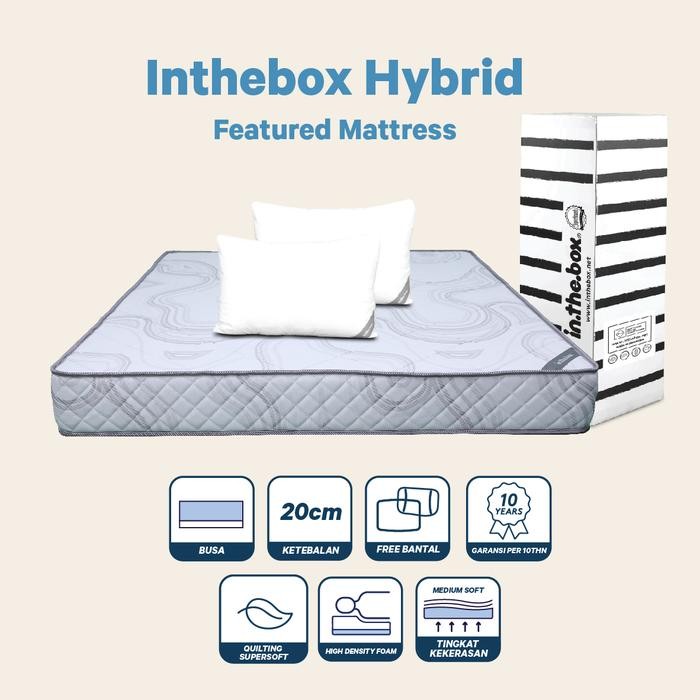 Kasur Busa In The Box Hybrid Ukuran 120X200 (Full) Free Bantal Promo 