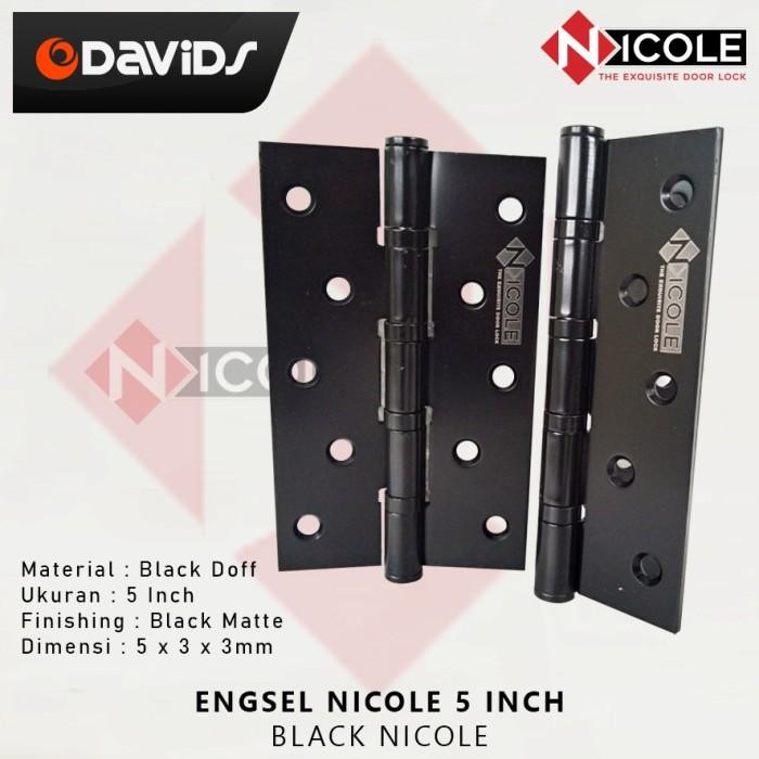 Lansungkirim- Engsel Pintu 5 Inch Rumah Jendela Besi Esel Hitam Kamar Mandi Nicole