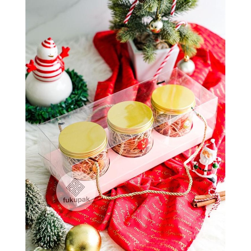 Box Mika Tali 3 Toples Kue Kering Kotak Hamper Cookies Cake Jar(20Pcs) Promo 