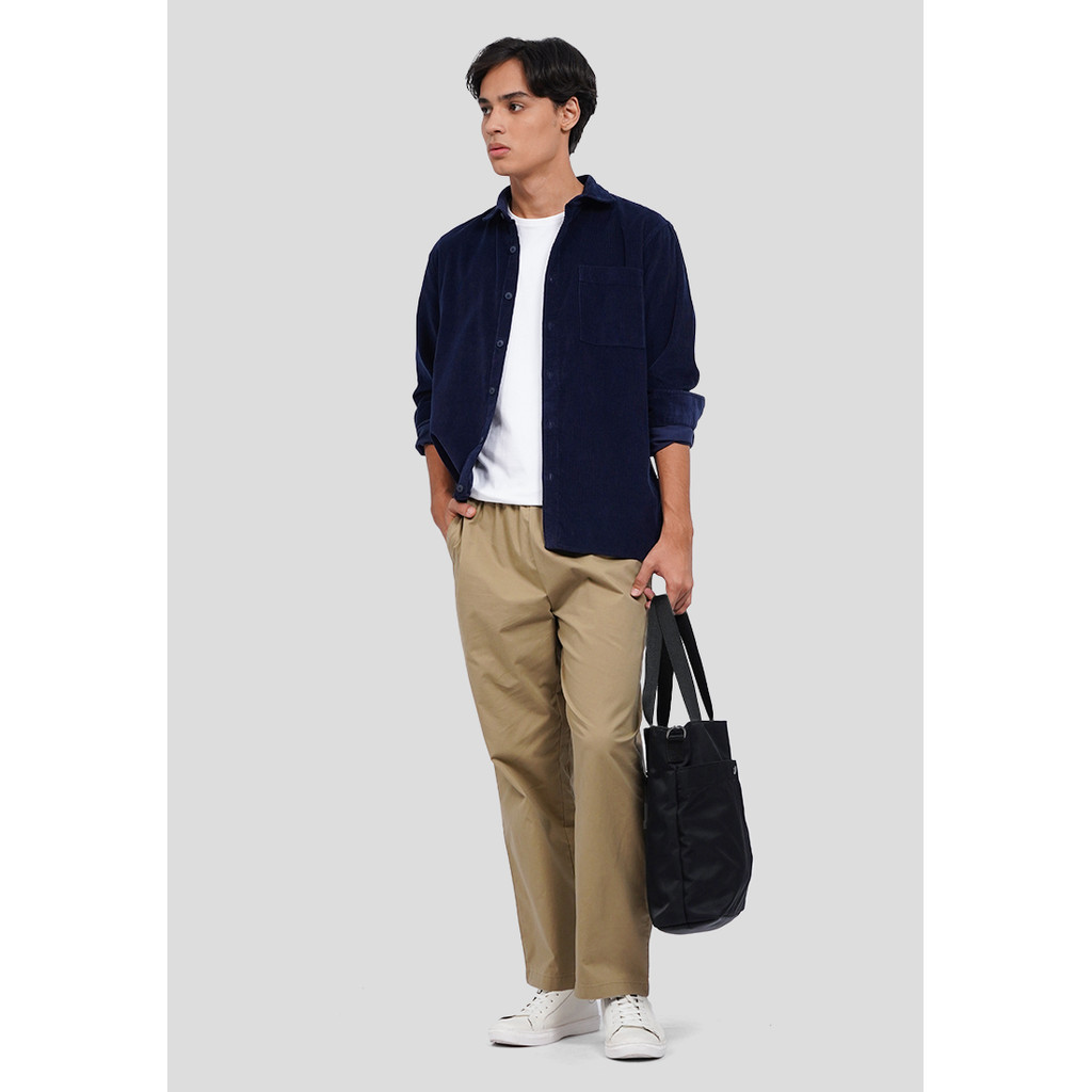 Executive Long Sleeve Corduroy Shirt Midnight Blue