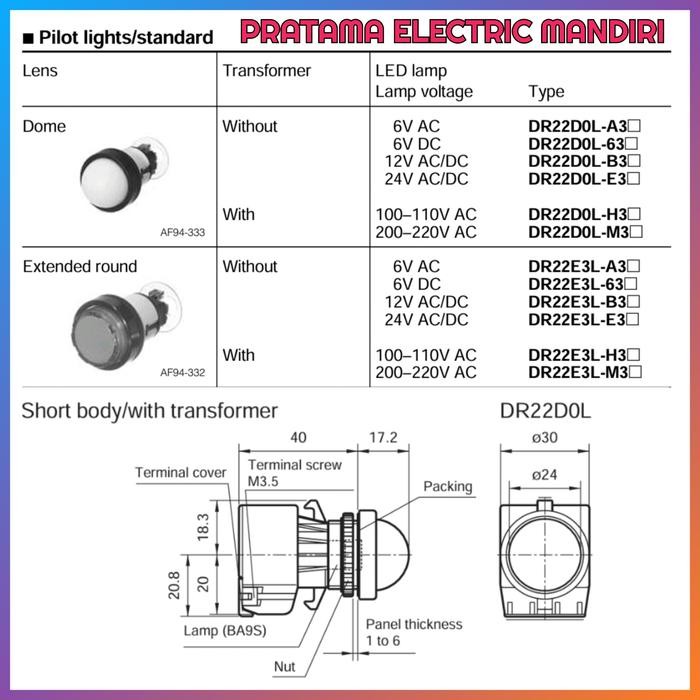 FUJI ELECTRIC Pilot Lamp DR22DOL-E3A DR22DOL-E3S