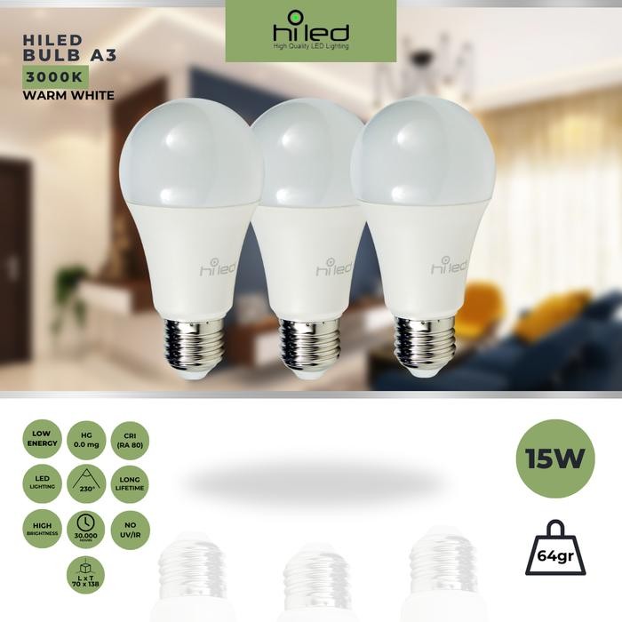 iqea- Hiled / Lampu Bohlam Led / Kuning 15 Watt / Hemat Listrik / A3