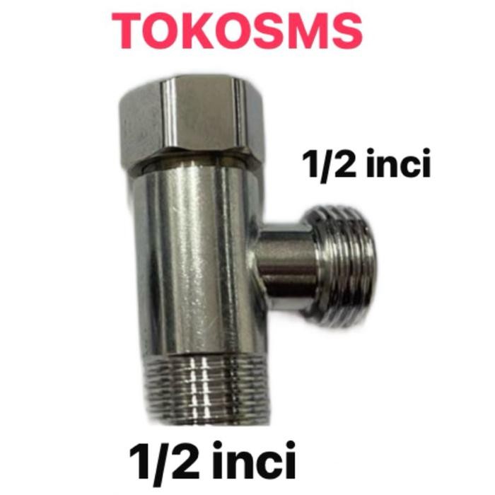ok63- Tee Cabang 3 Way Kloset T Jet Shower Cabang Konektor Mur Kopling Putar Three Way Union