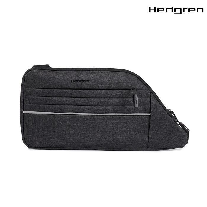 Hedgren Frame Flat Tas Selempang Pria Anti-RFID Bahan Nylon dengan Aksen Kulit Sintetis - Abu-abu Mo