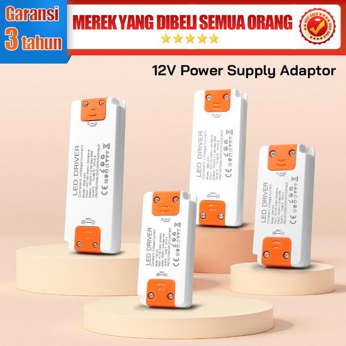 ADAPTOR LAMPU LED STRIP DC12V ORANGE MINI DENGAN TRANSFORMATOR ULTRA-TIPIS 12W-60W