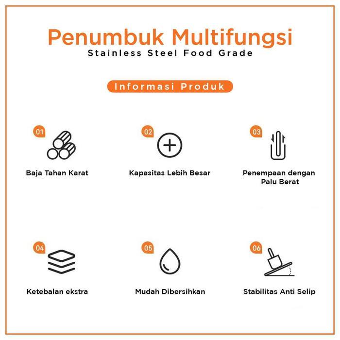 HELIDFANDA Stainless Steel Mortar and Pestle Cobek Ulekan - A08701