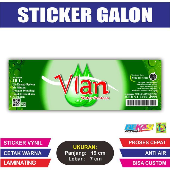 Bekasi Printing Stiker Galon Vynil Glossy 9x15 cm Custom Cetak Digital Offset Full Color Anti Air