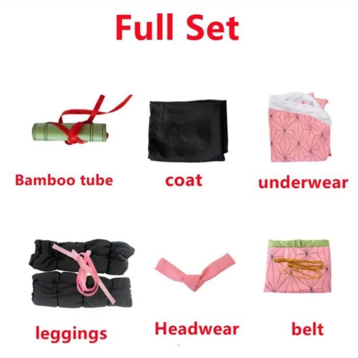 Nezuko Anime Kostum CosplayKimonoDemon Killer Kostum Nezuko WigSaberWanita Seragam Kimono