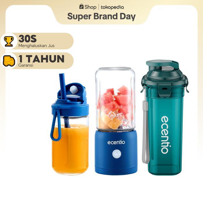 Mitochiba Kitchen - 500ml Botol+ Jucier blender 10 pisau juicer Kaca Tebal 2 Cup mini portable