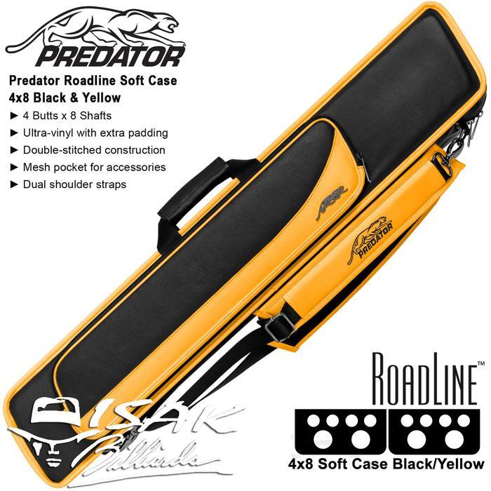 Predator Roadline 4X8 Cue Case Black & Yellow Soft Tas Stick Billiard