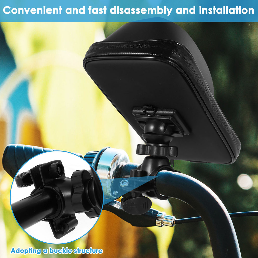 Bike Phone Holder Bag Waterproof Bike Handlebar Bag 360 Rotatable Bike Phone Holder Bag Protective
