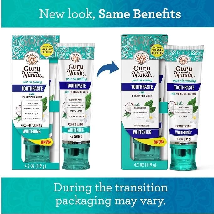 GuruNanda Hydroxyapatite Toothpaste, SLS & Fluoride Free, Whitening Toothpaste - Freshens Breath,