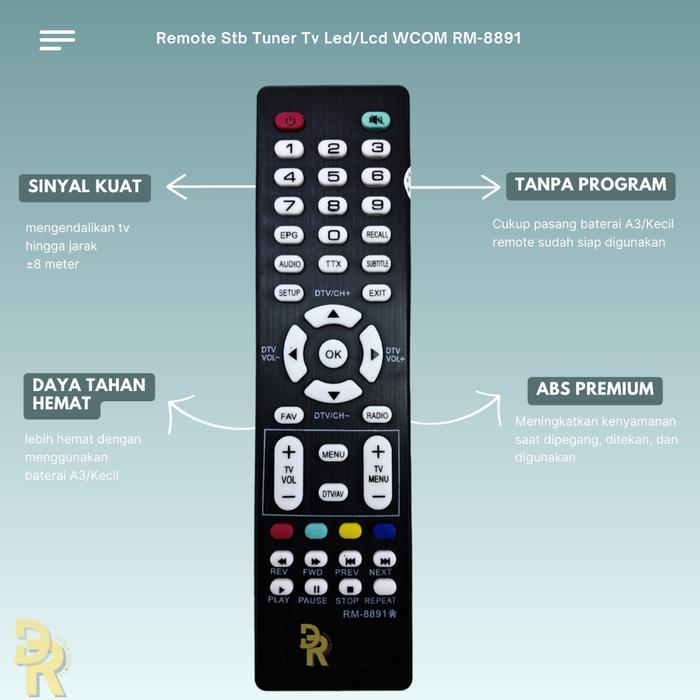 NEW!! Remote Mesin TV Digital Tuner WCOM RM8991 DVB / Remot Mesin TV Tabung (min2pc)