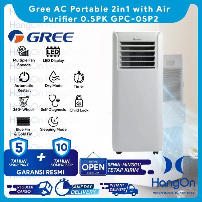 Gree AC Portable With Air Purifier 0.5PK Pendingin Ruangan GPC-05P2 | GPC-09P2 | GPC-12P2 Air Condit