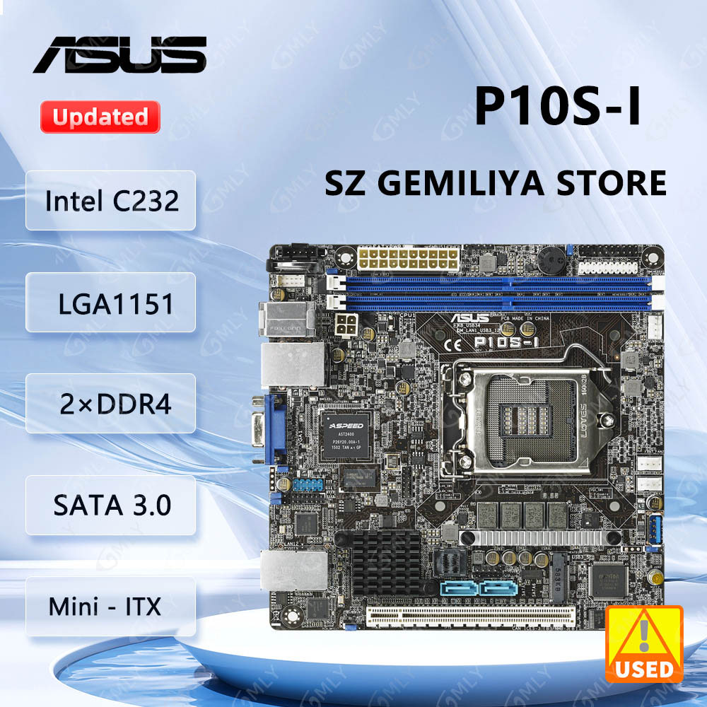 ASUS P10S-I Mini ITX Server Motherboard LGA 1151 Intel C232 2DDR4 PCIe 3.0 support i3-6100 i3-6300