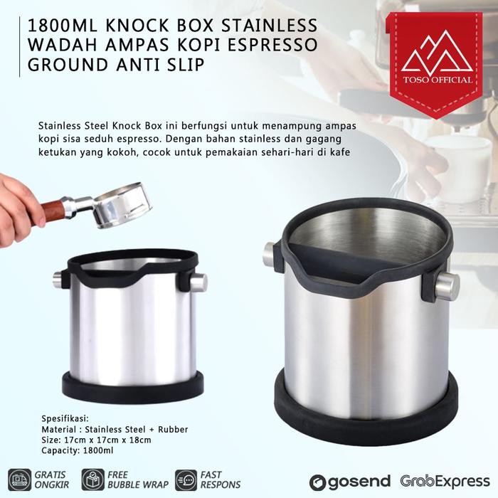 

1800ML KNOCK BOX STAINLESS WADAH AMPAS KOPI ESPRESSO GROUND ANTI SLIP