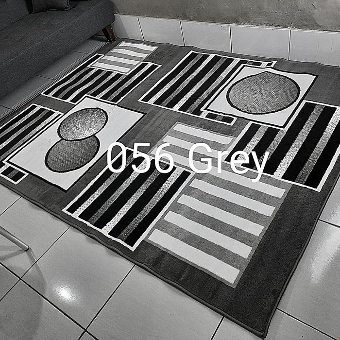 Karpet Permadani Hitam Putih Monokrom Moderno 160X210 Cm