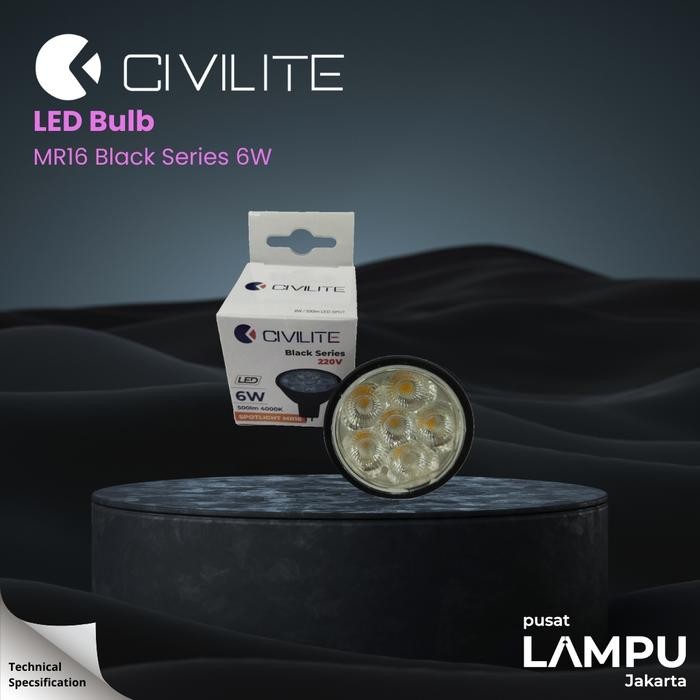 Pilihan- Civilite Mr16 Black Series Smd 6Watt 220Volt