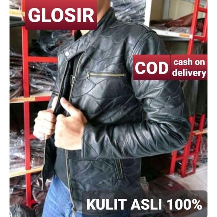 JAKET PRIA KULIT ASLI DOMBA MOTIF SAMBUNGAN ANTI API ANTI AIR NEW