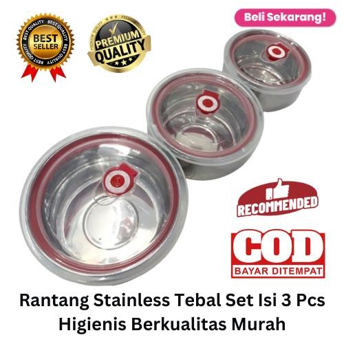 [Bisa Cod] Promo Rantang Stainless Tebal Set Isi 3 Pcs Higienis Berkualitas Murah Fresh Box Rantang