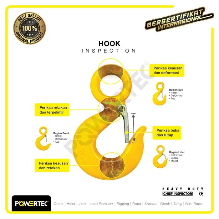 SWIVEL HOOK WITH LATCH 2 TON POWERTEC