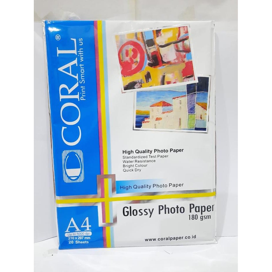 

Pilihan- Coral Kertas Foto A4 Glossy 180Gsm Isi 20 Lembar