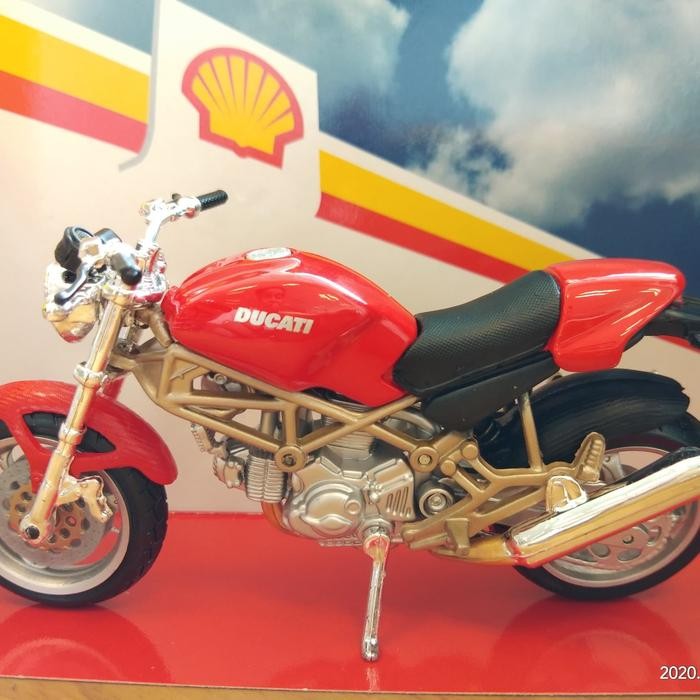Diecast Mainan Motor Shell Ducati Monster 900 Original By Burago Terbatas