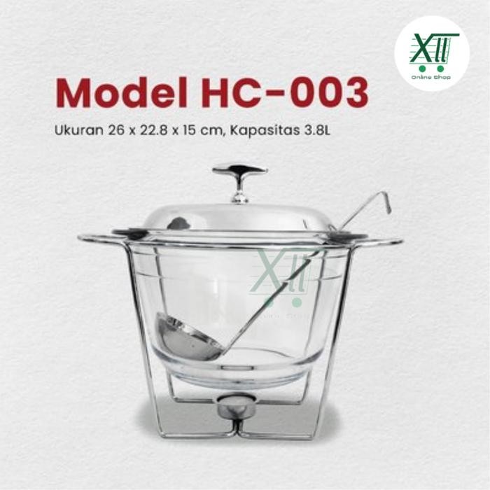 NEW PRODUK HAPPY CALL HC~003 GLASS BOWL FOOD WARMER 3,8 LITER WITH STAINLESS STEEL LID PENGHANGAT