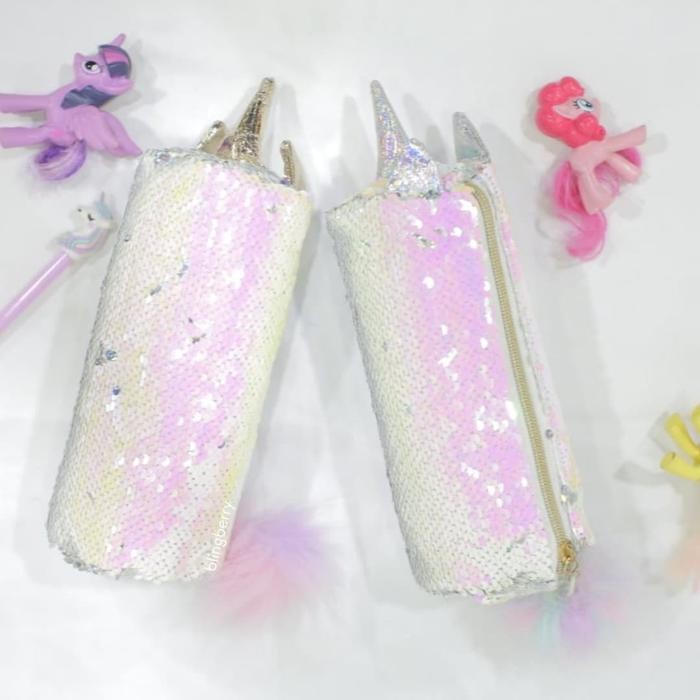 

KOTAK PENSIL SEQUIN UNICORN GOLD DAN SILVER