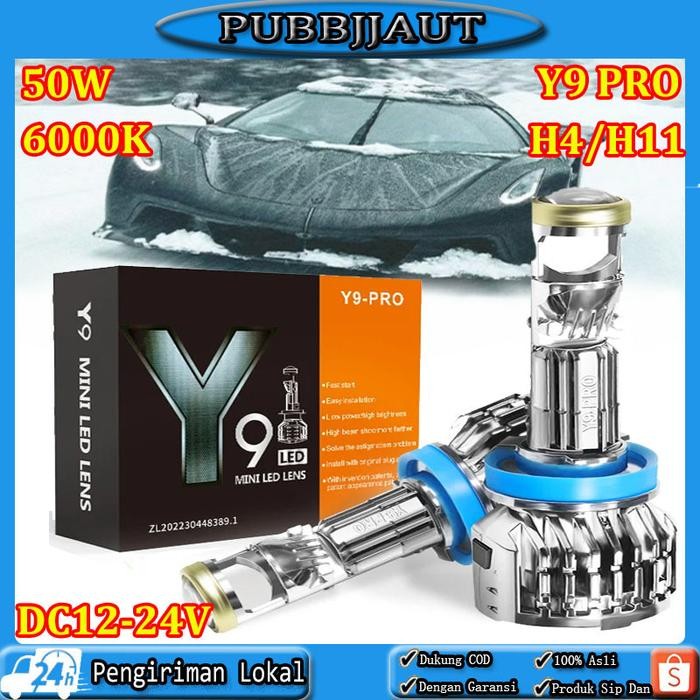 Sepasang 2PCSY9 Pro Mini Projector H4 Lampu Led Mobil H11 aes 50 Watt Lampu Led Y7d H4 Original Fog