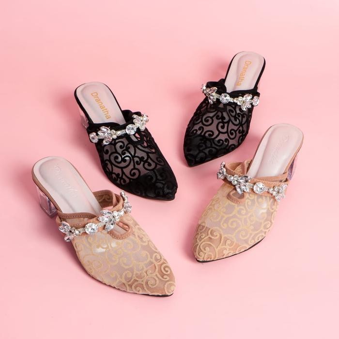 Lexus dranatha heels kaca 5 cm Hitam Shoes heels pesta