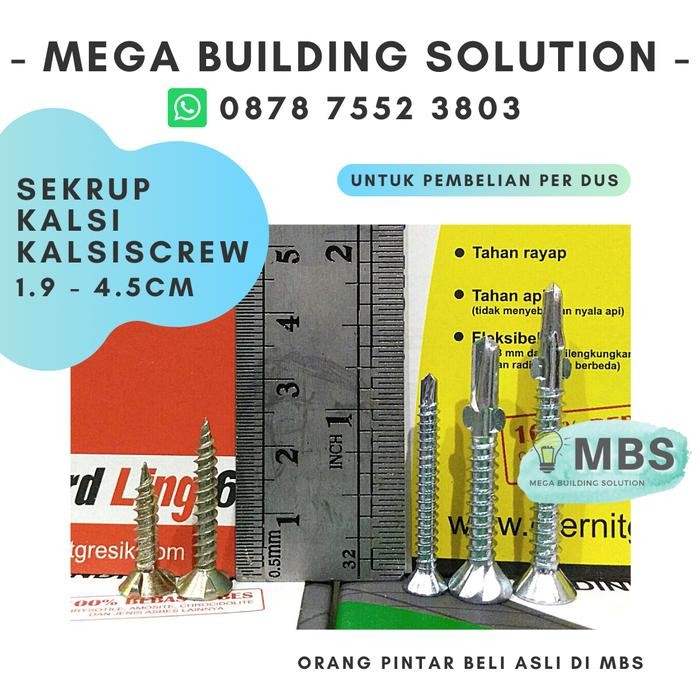 Termurah Skrup / Sekrup Kalsi, Skrup Kuning Grc, 1,9 Cm - 4,5 Cm - Per Dus