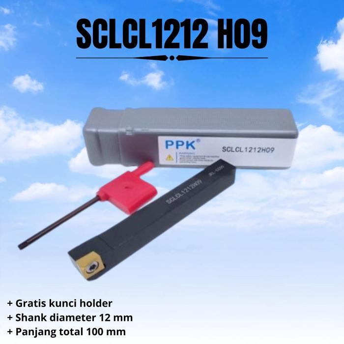 Terbaru Holder Bubut Luar Kiri 12Mm Sclcl 09 Stang Pahat Bubut Sclcl1212 H09