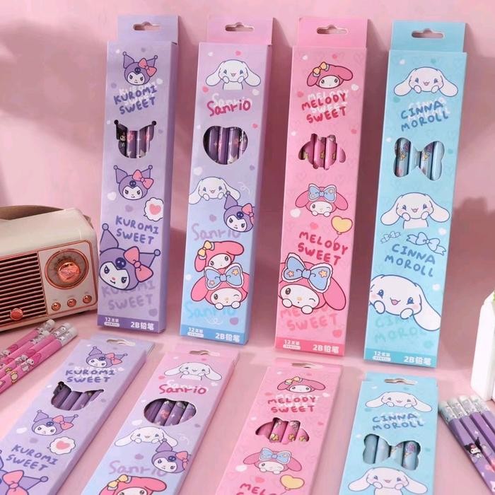 

New Pensil 2B Set Karakter isi 12 PCS Pensil Anak Set Sekolah
