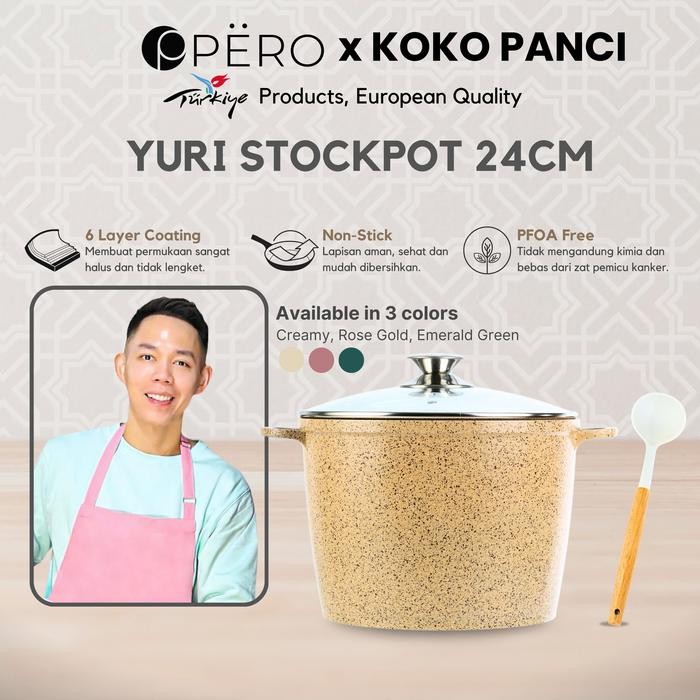 New [Exclusive Koko Panci PO 25 Juli] Pero Stock Pot Panci Gentong 24cm with Glass Lid / Panci