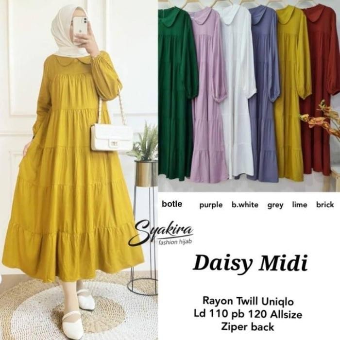 Pilihan- Mib Style - Midi Dress Polos Simpel Elegant Twill Premium Tunik Wanita Muslim Nyaman