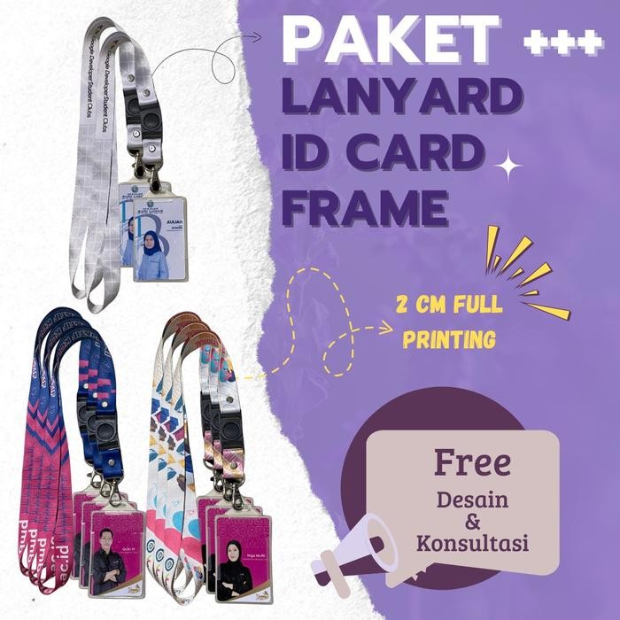 

New PAKET LENGKAP [Lanyard 2 cm Dua sisi + Id Card + Card Holder]