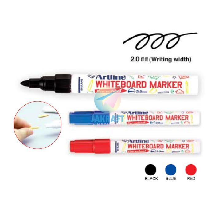 

New (1 Pcs) Spidol Papan Tulis Kaca ARTLINE Whiteboard White Board Marker EK-500S Mudah Refill &