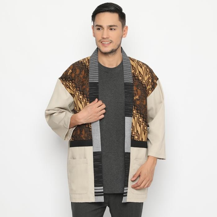 Koinobori Takara Batik Cream Haori Outer Pria Pasti Diskon