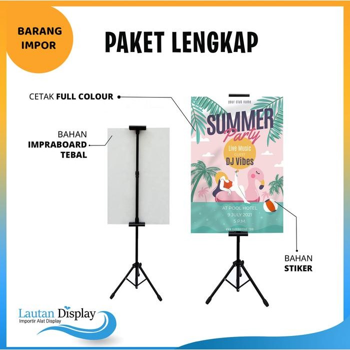 

Stand Banner Tripod Banner Plus Cetak Stiker dan Impraboard 60x160 cm