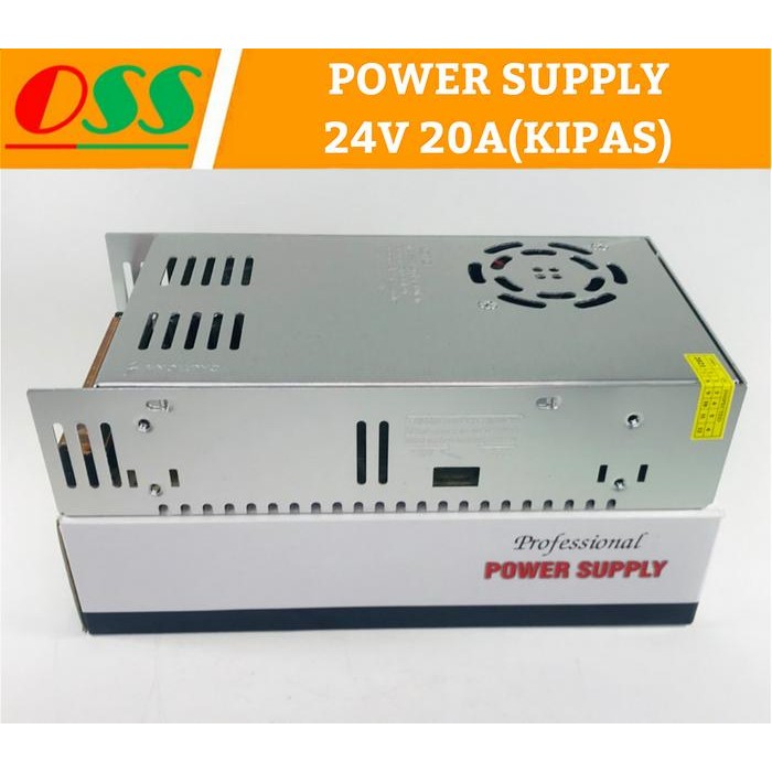 New Power Supply 24V 20A / Psu 24V 20A Smps Trafo Switching Power + Kipas Terlariss 