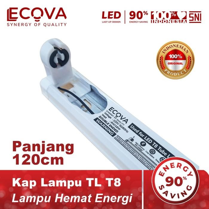 Rumah Kap Lampu LED Tube TL T8 Ecova 120 cm 18 watt 120cm 18w