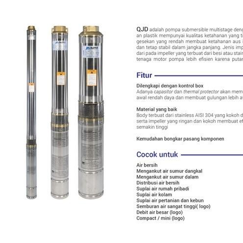 ,,,,,,,] INOTO 3IN 217 0,75hp kabel pendek pompa air submersible 75QJD 217