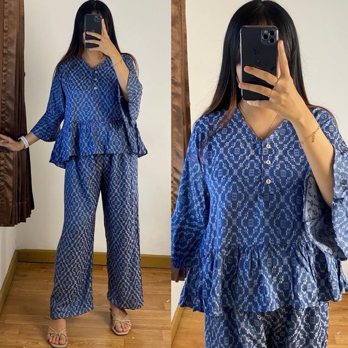 Setelan Matilda Celana Panjang Super Adem Ibu Bumil Dan Busui Perempuan Katun Rayon Lengan Sepertiga